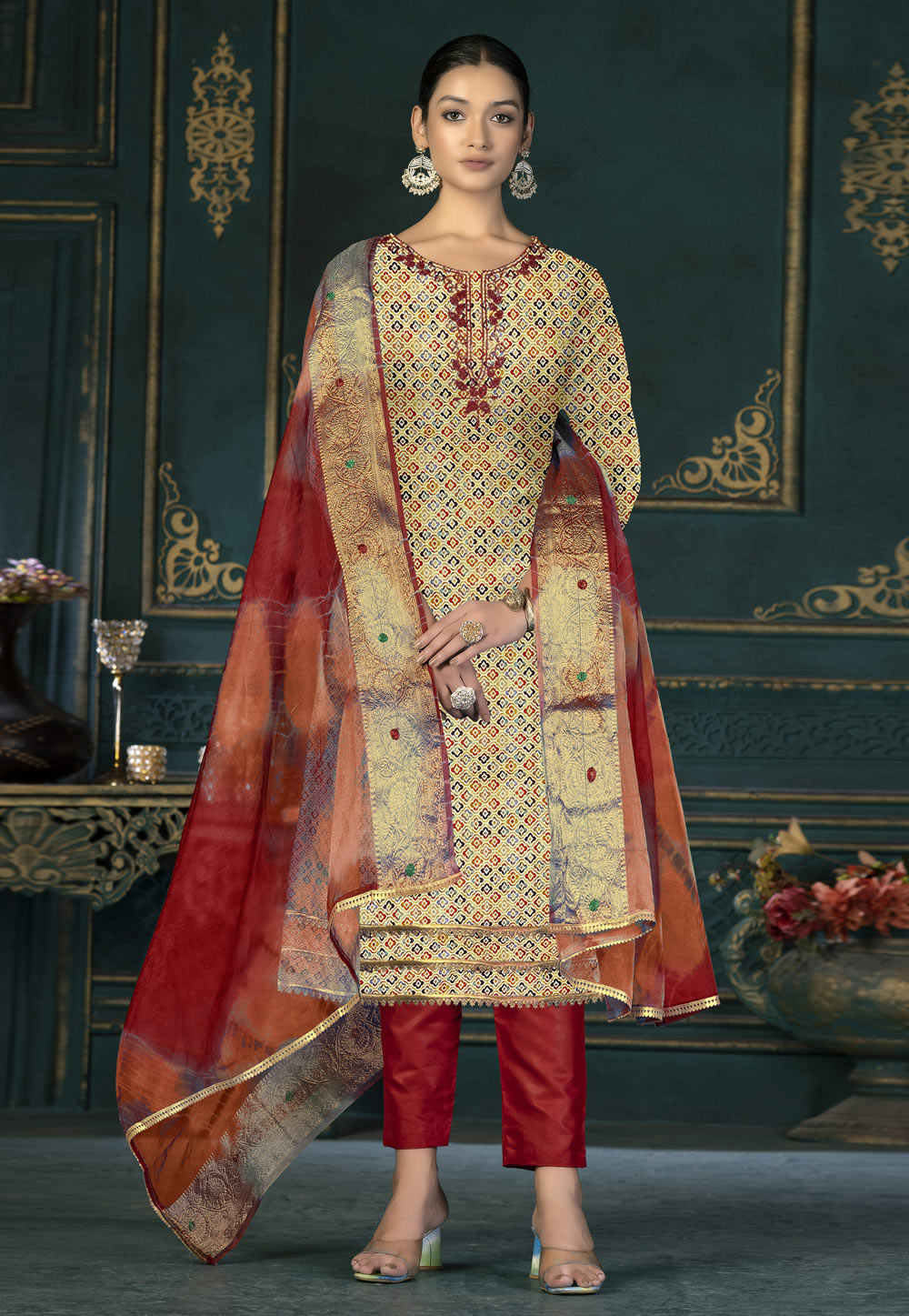 Yellow Cotton Pakistani Suit 268737