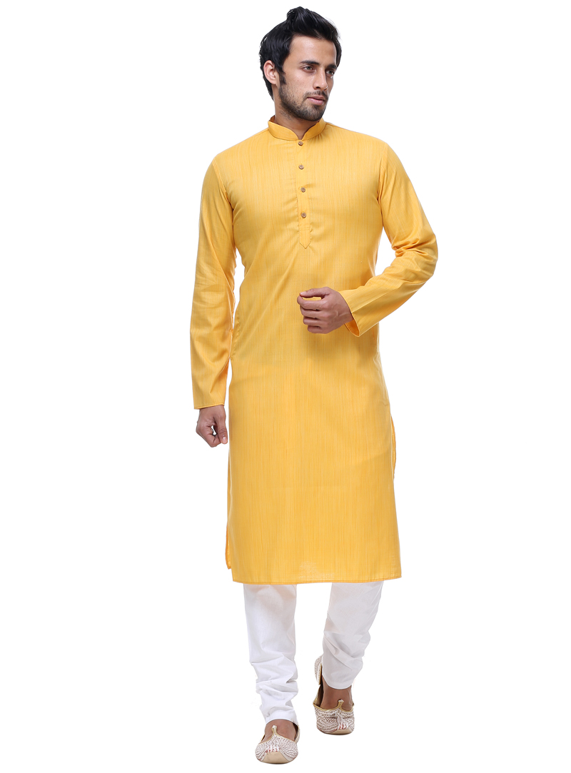 Yellow Silk Readymade Kurta Pajama 92940