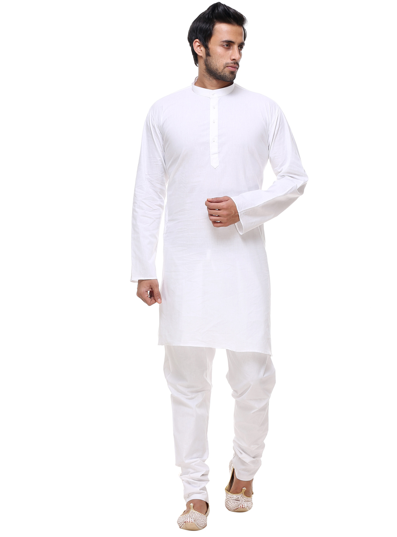 White Silk Readymade Kurta Pajama 92941
