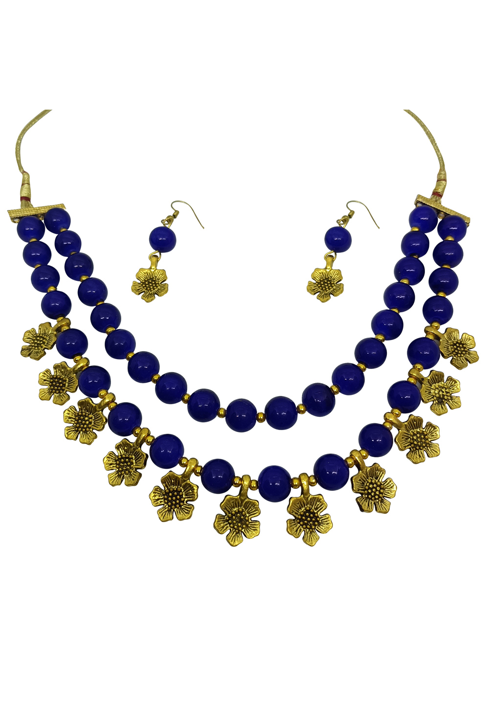 Blue Alloy Austrian Diamond Necklace Set With Earrings 251311