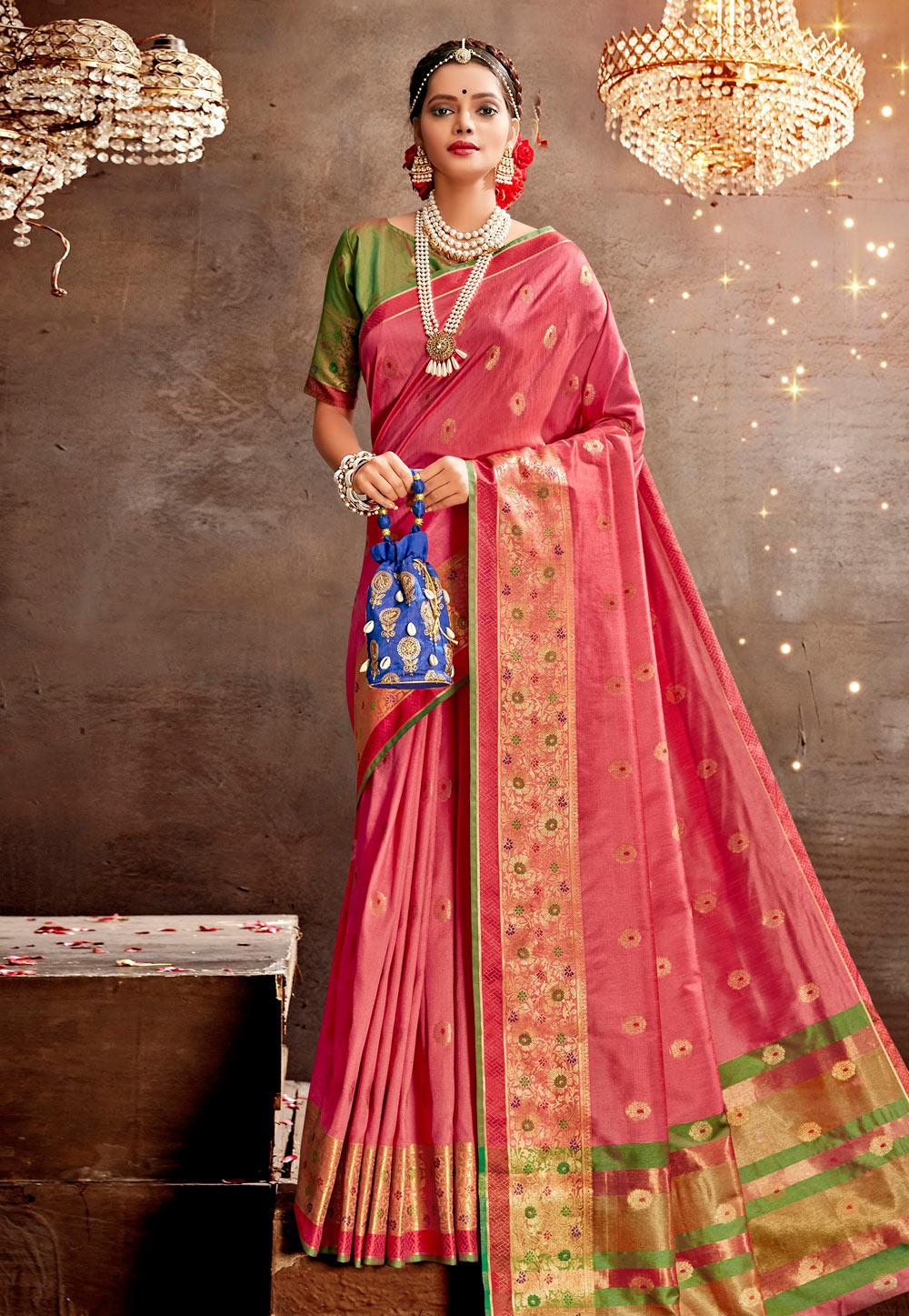 Pink Art Silk Festival Wear Saree 219015