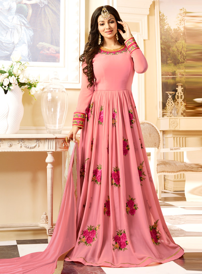 Ayesha Takia Pink Georgette Floor Length Anarkali Suit 104361