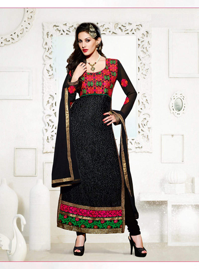 Black Brasso Pakistani Style Suit 55878