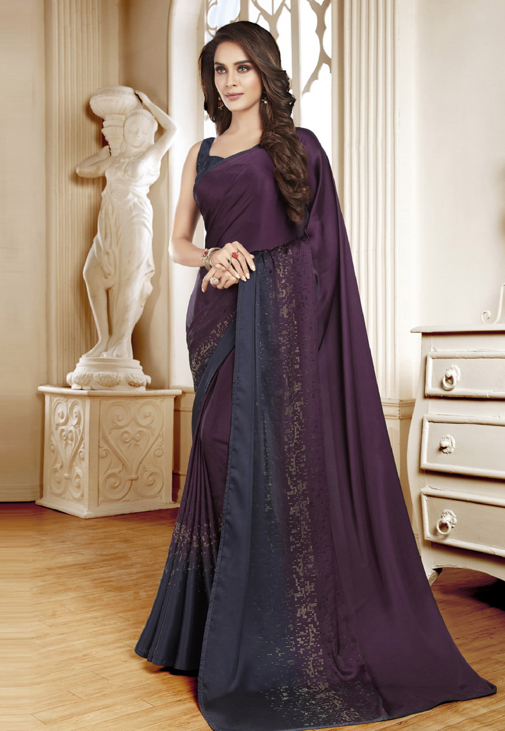 Purple Satin Festival Wear Saree 219172