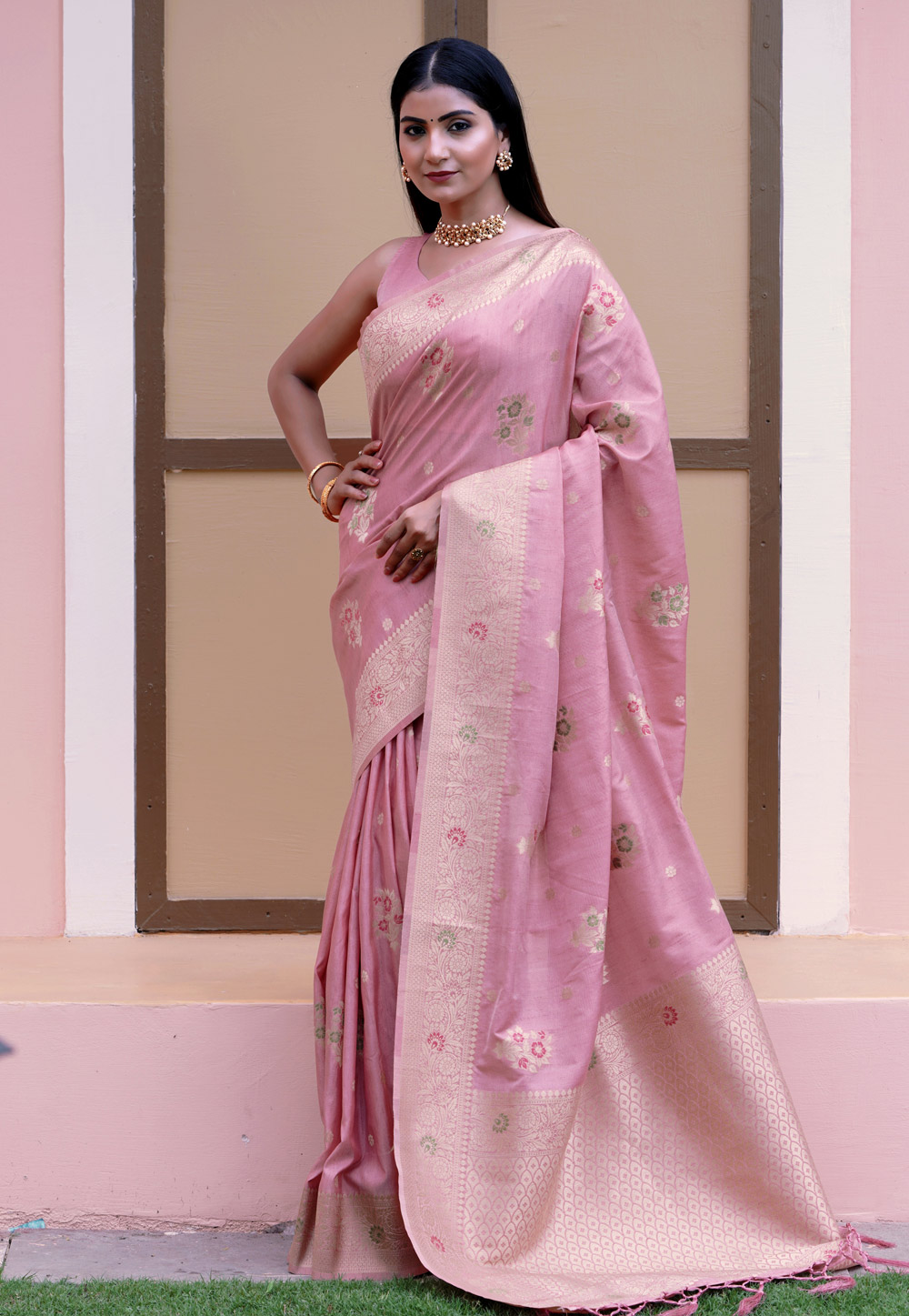 Buy Pink Sarees for Women by MIMOSA Online | Ajio.com