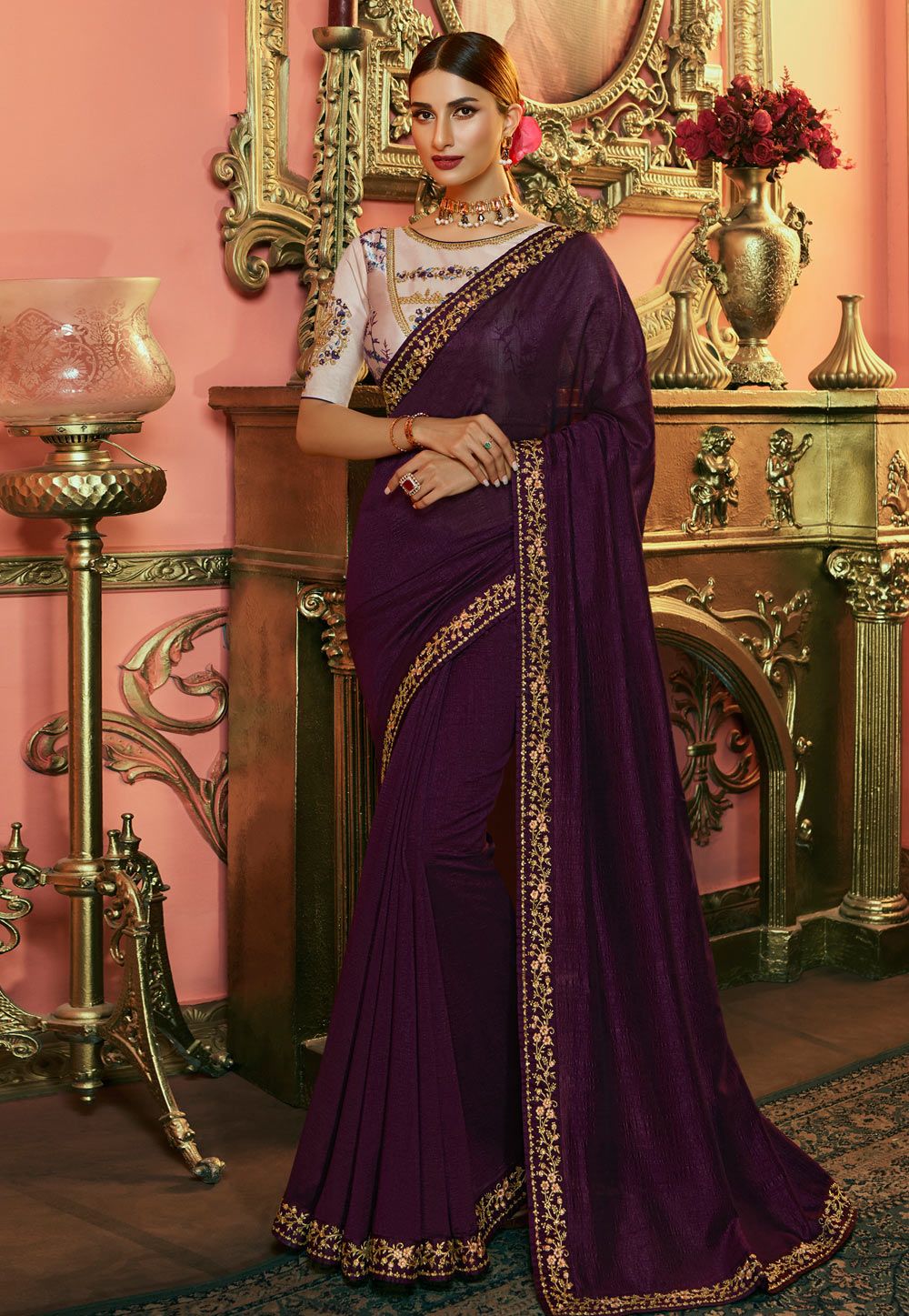 Purple Silk Party Wear Saree 192923