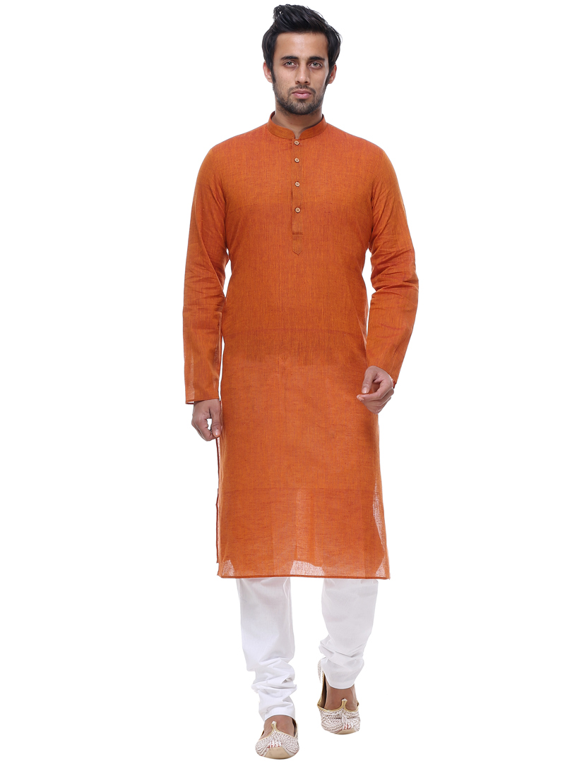 Orange Silk Readymade Kurta Pajama 92947