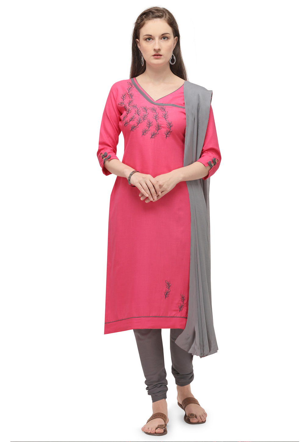 Pink Cotton Churidar Salwar Suit 219467