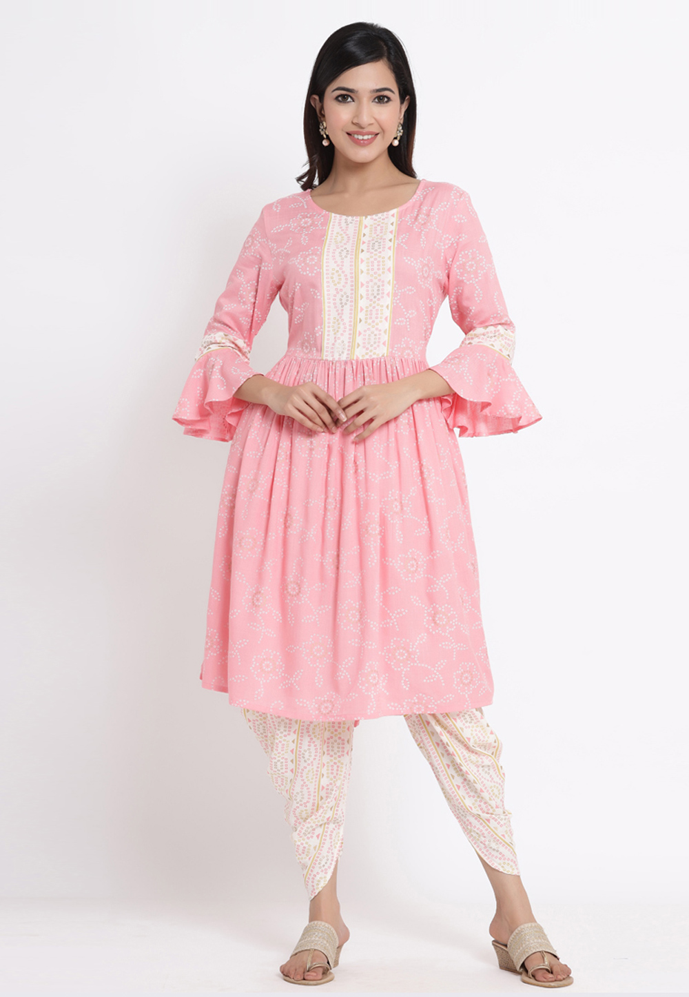 Pink Rayon Kurta Set With Dhoti 219851