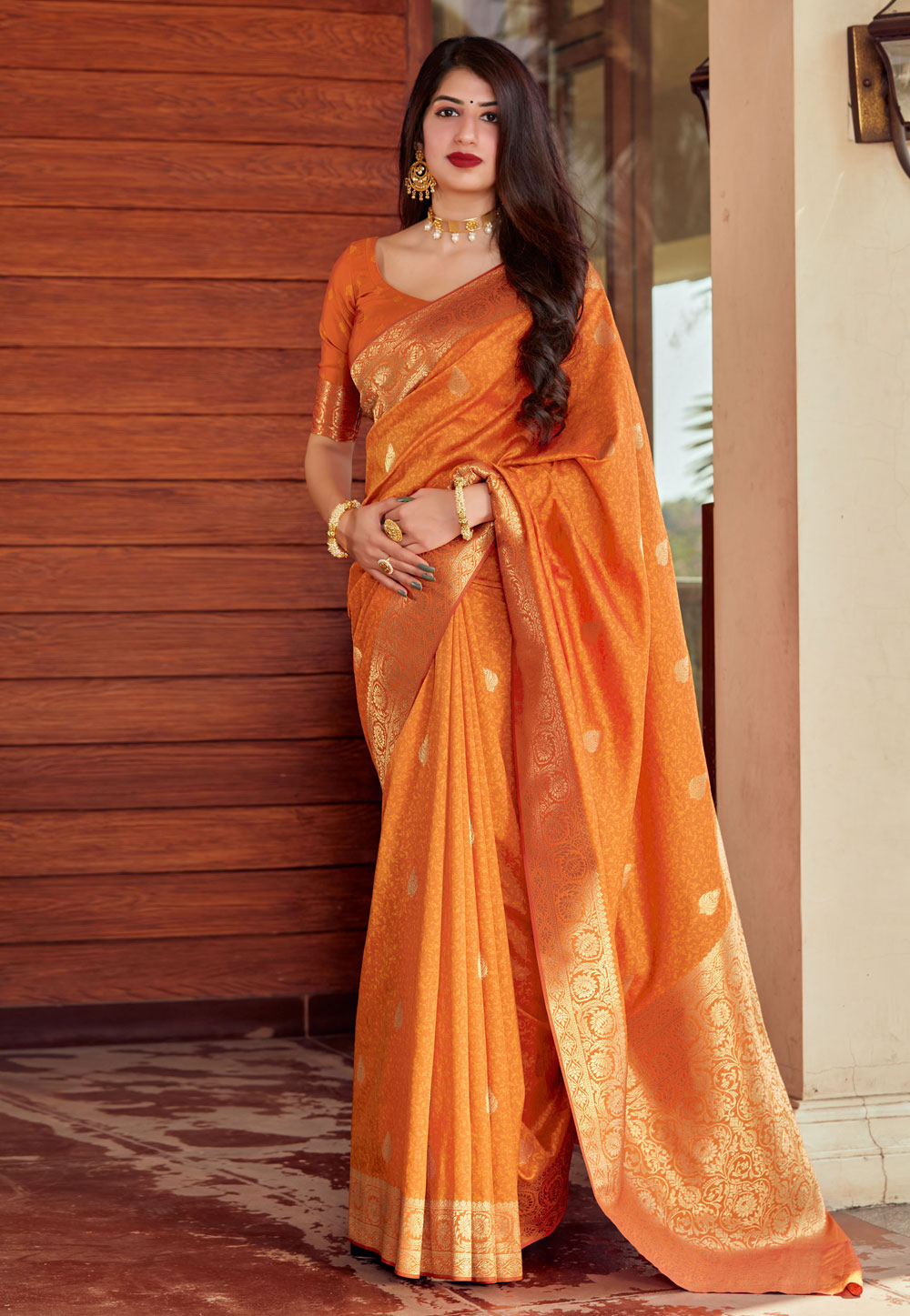 Orange Silk Festival Wear Saree 219939 2193