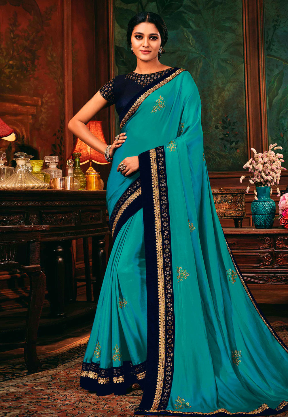 Blue Silk Saree With Blouse 220389