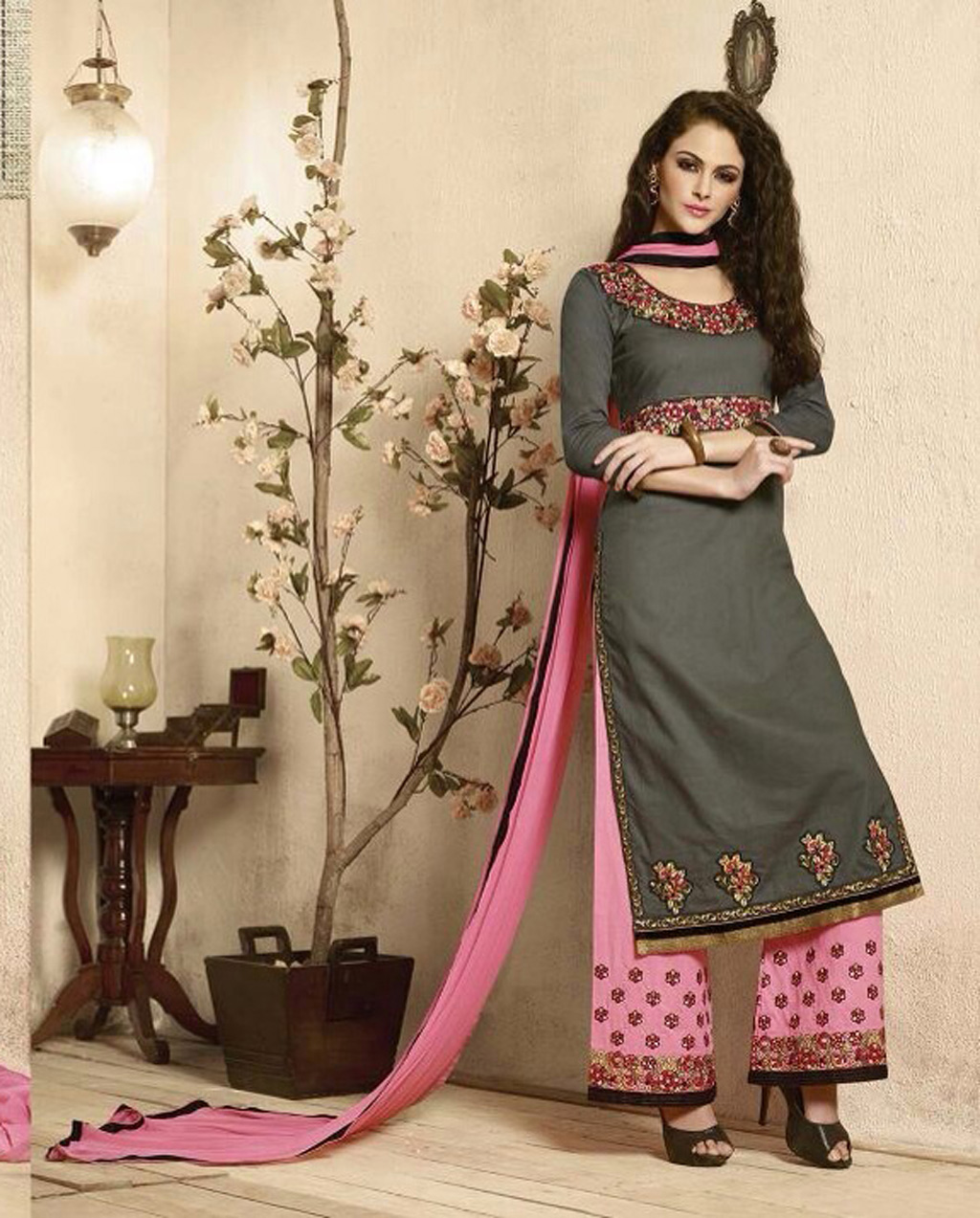 Floracance Georgette Embroidered Festival Party Ready Palazzo Pant Salwar  Kameez