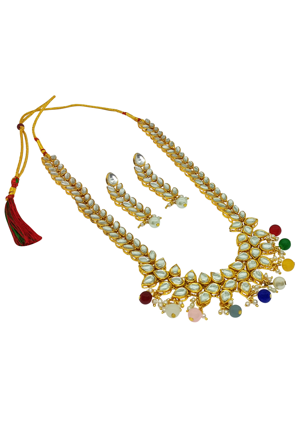 Off White Alloy Austrian Diamonds And Kundan Necklace Set With Earrings 269269