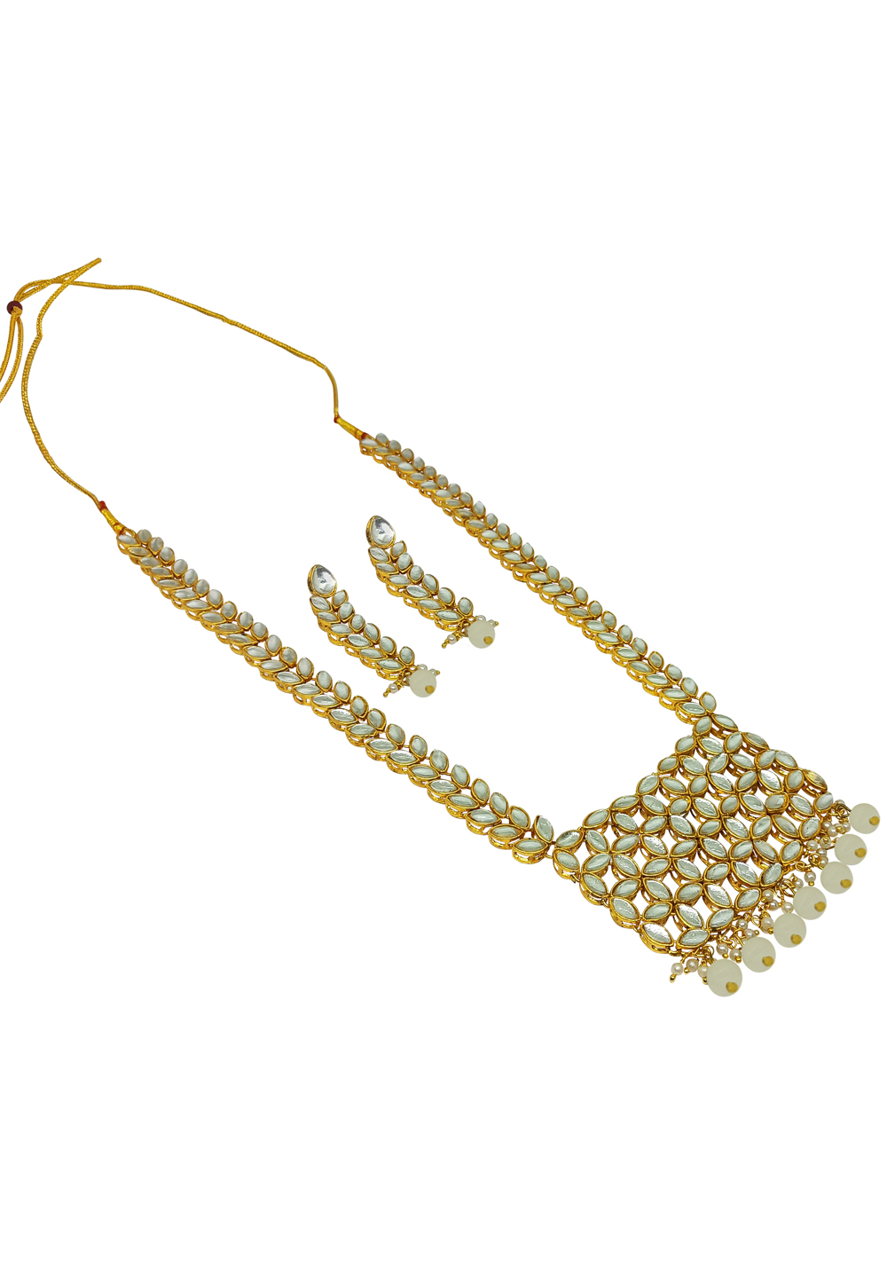 Off White Alloy Austrian Diamonds And Kundan Necklace Set With Earrings 269271