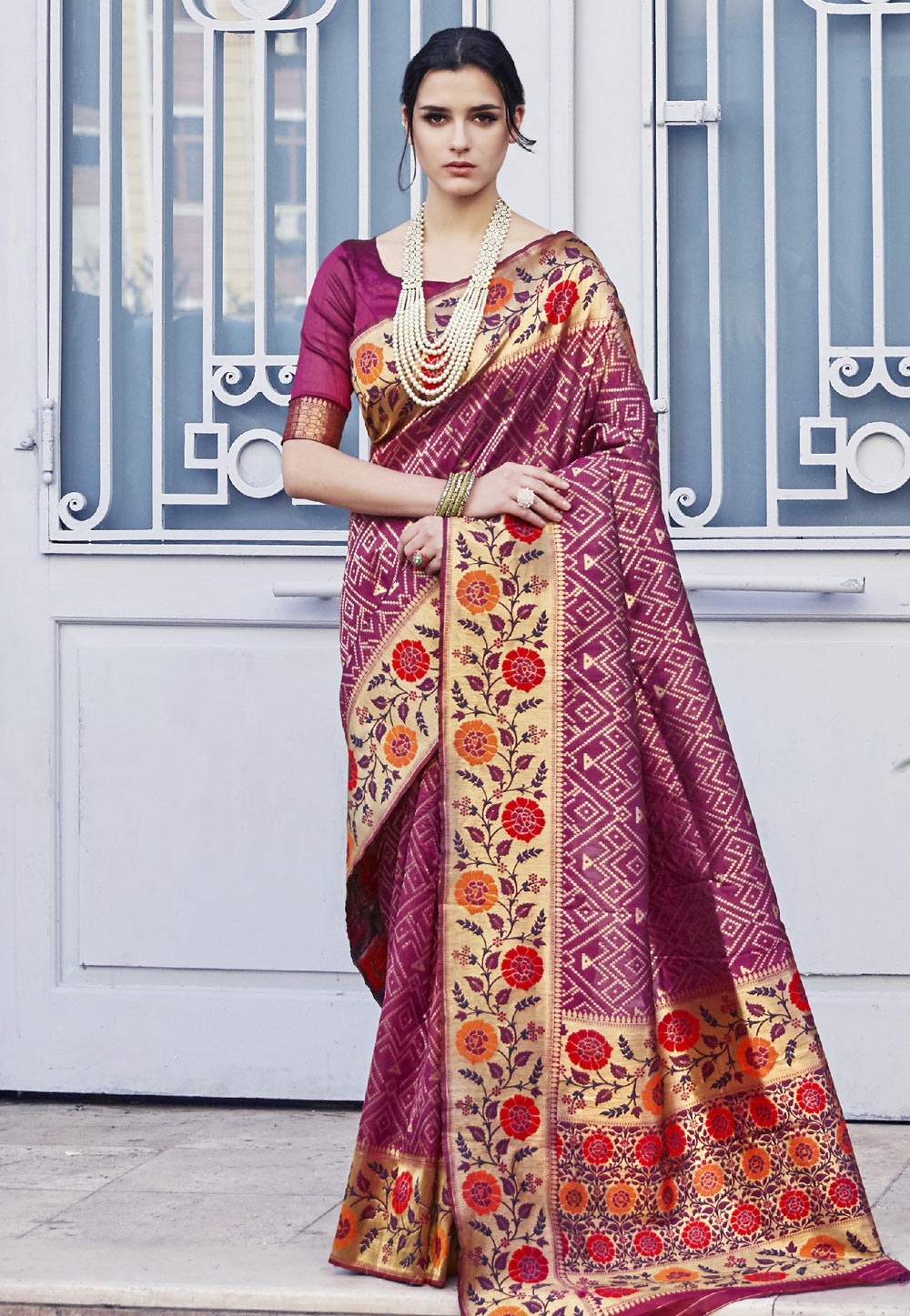 Magenta Silk Saree With Blouse 203422