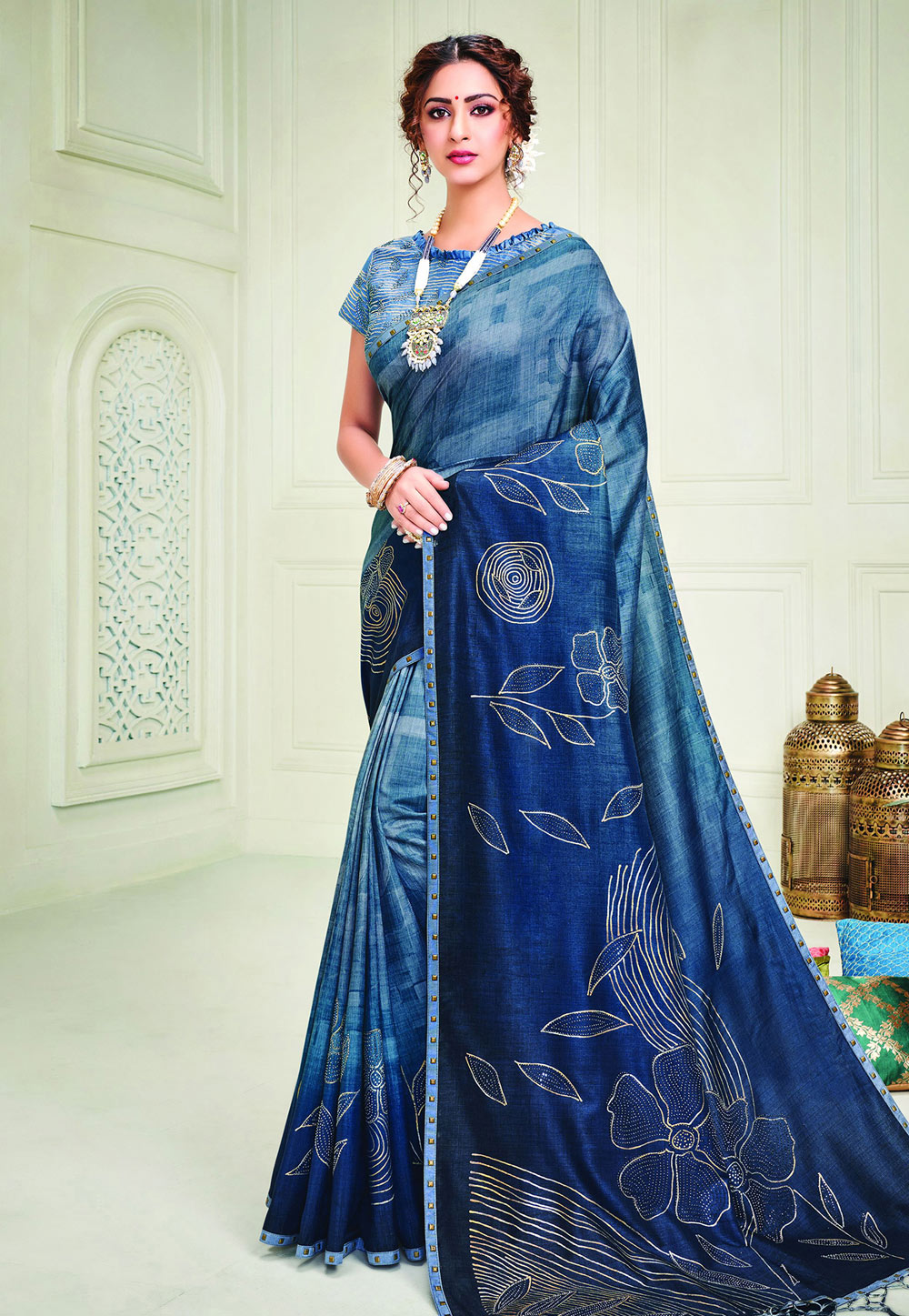 Blue Silk Festival Wear Saree 206838