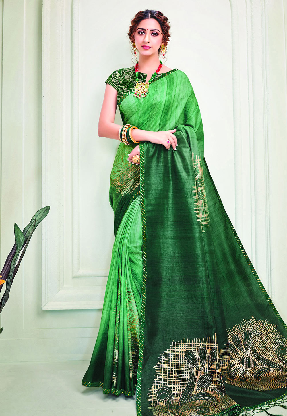 Green Silk Festival Wear Saree 206840