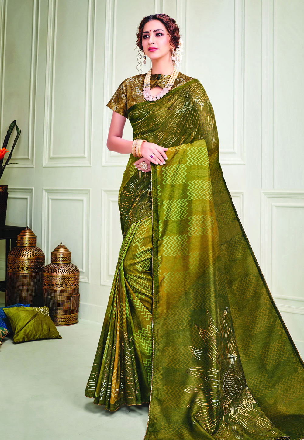 Green Silk Saree With Blouse 206843