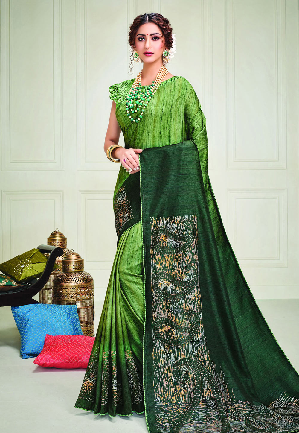 Green Silk Saree With Blouse 206845