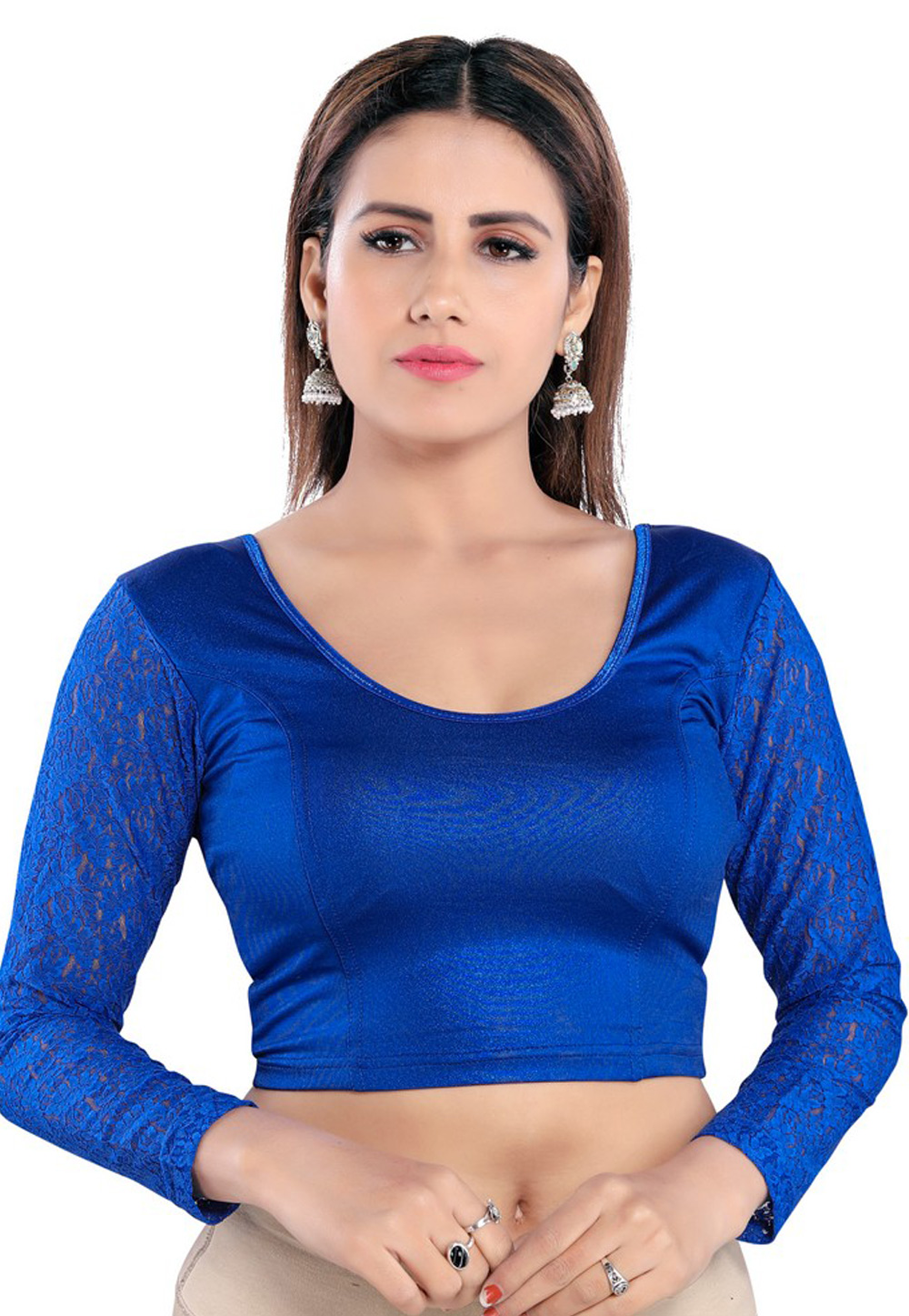 Blue Polyester Readymade Blouse 221409