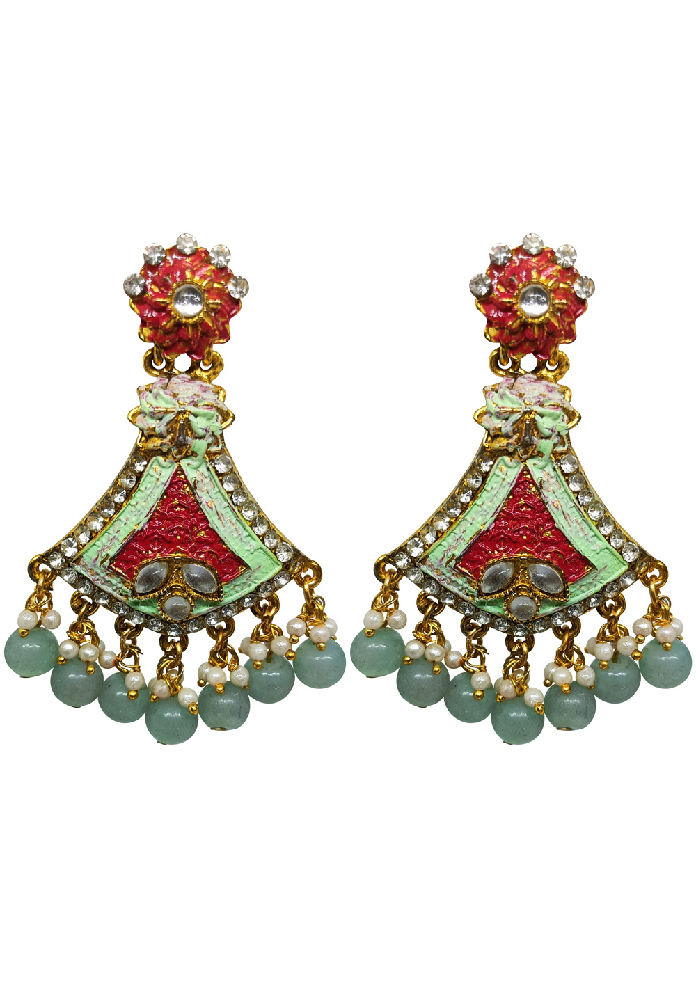 Light Green Brass Earrings 273003