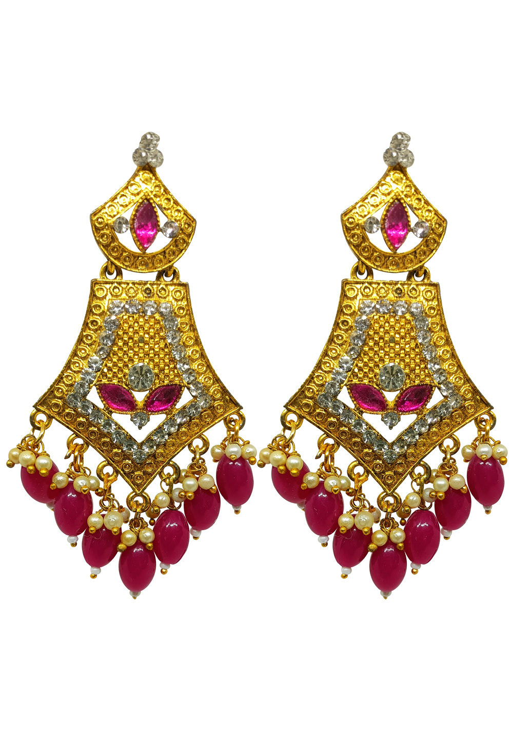Magenta Brass Earrings 273004