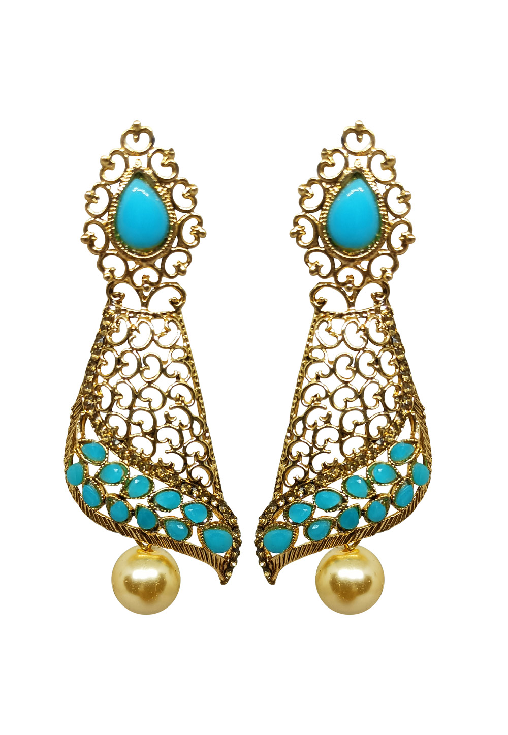 Turquoise Brass Earrings 273011
