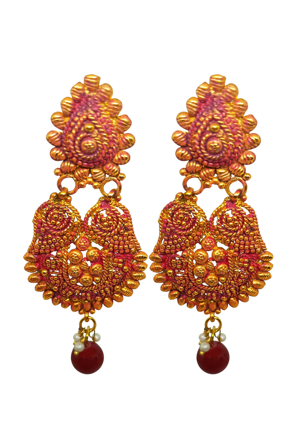 Pink Brass Earrings 273023