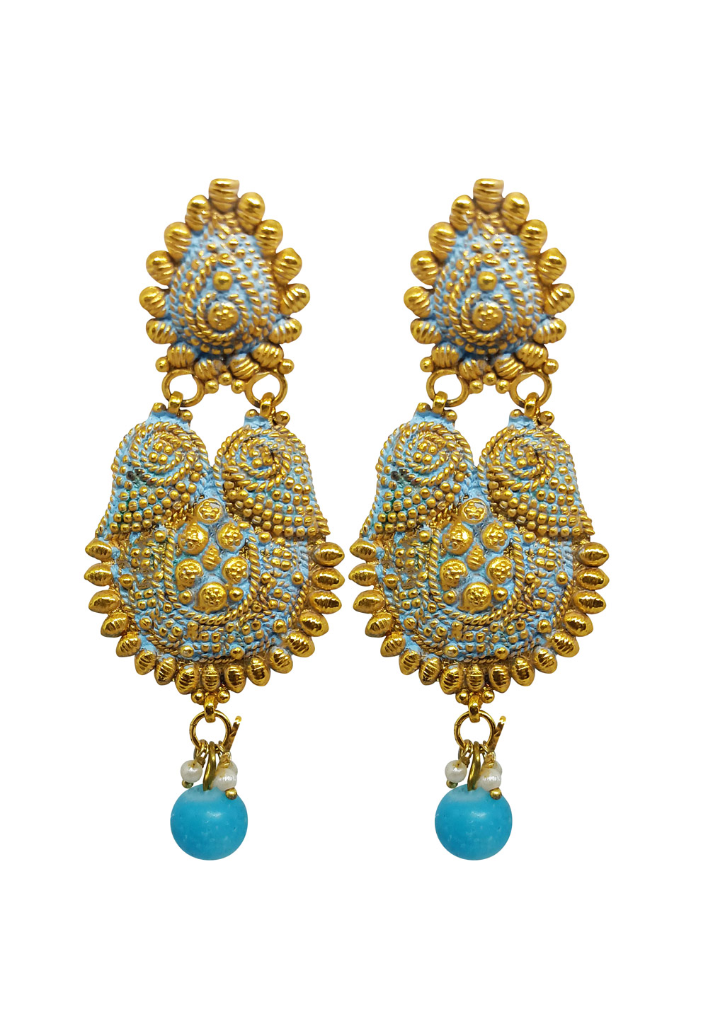Turquoise Brass Earrings 273026