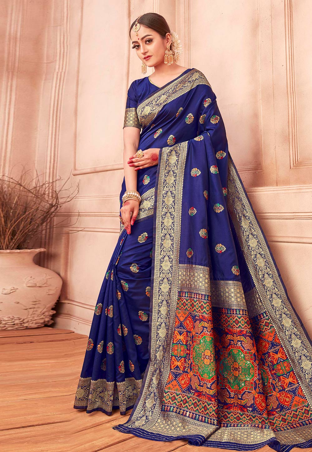 Blue Silk Saree With Blouse 221592