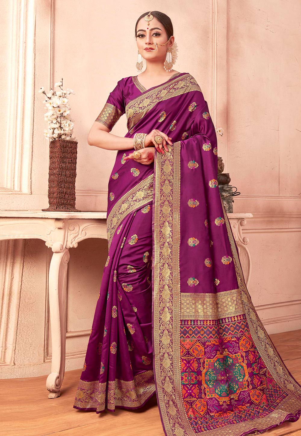 Purple Silk Festival Wear Saree 221595