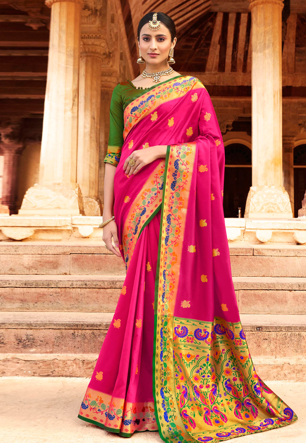 Pink Silk Paithani Saree With Blouse 221667