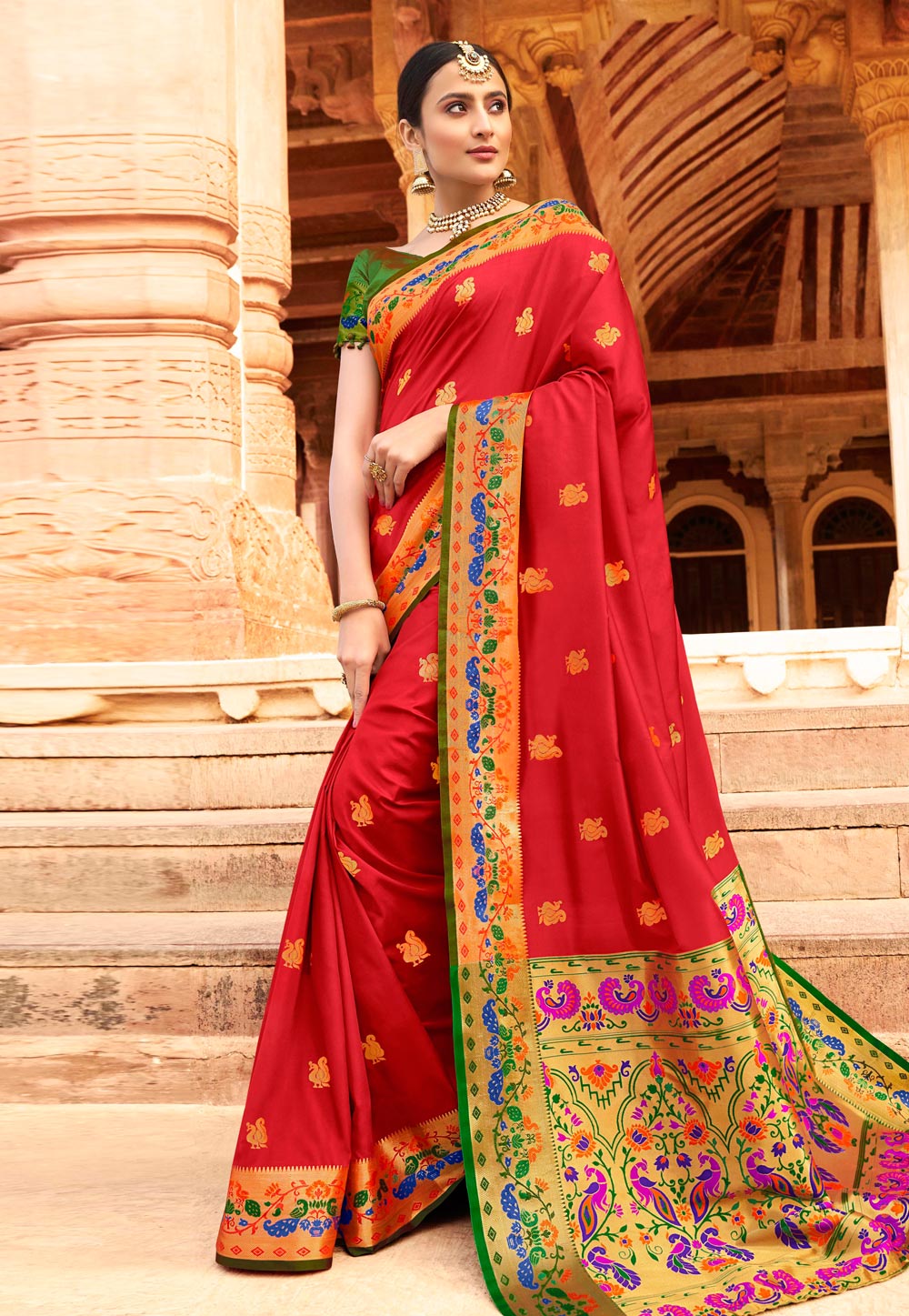 Red Silk Paithani Saree With Blouse 221669