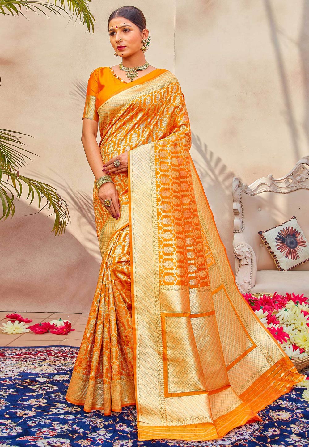 Yellow Silk Saree With Blouse 221742