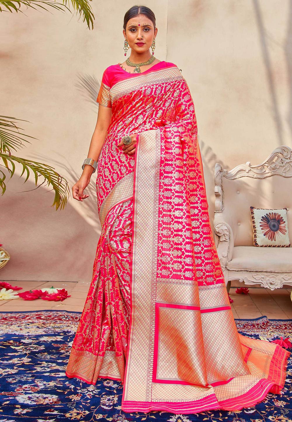 Pink Silk Saree With Blouse 221743
