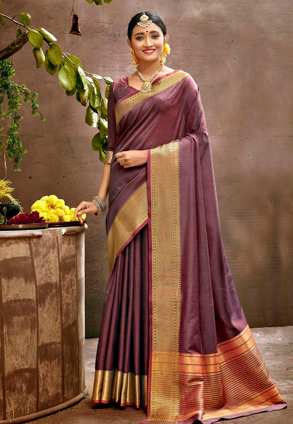 Purple Art Silk Festival Wear Saree 221765