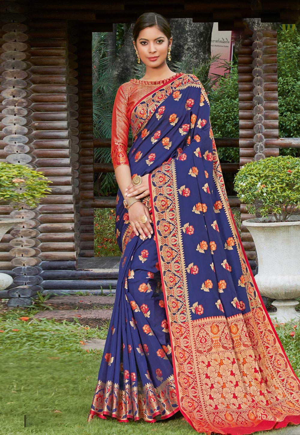 Blue Banarasi Silk Festival Wear Saree 221929