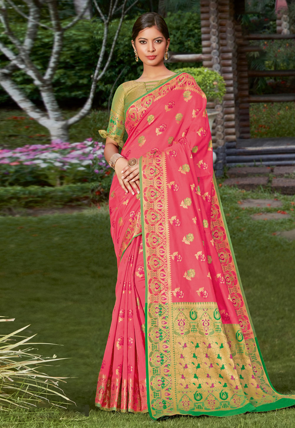 Pink Banarasi Silk Paithani Saree 221931