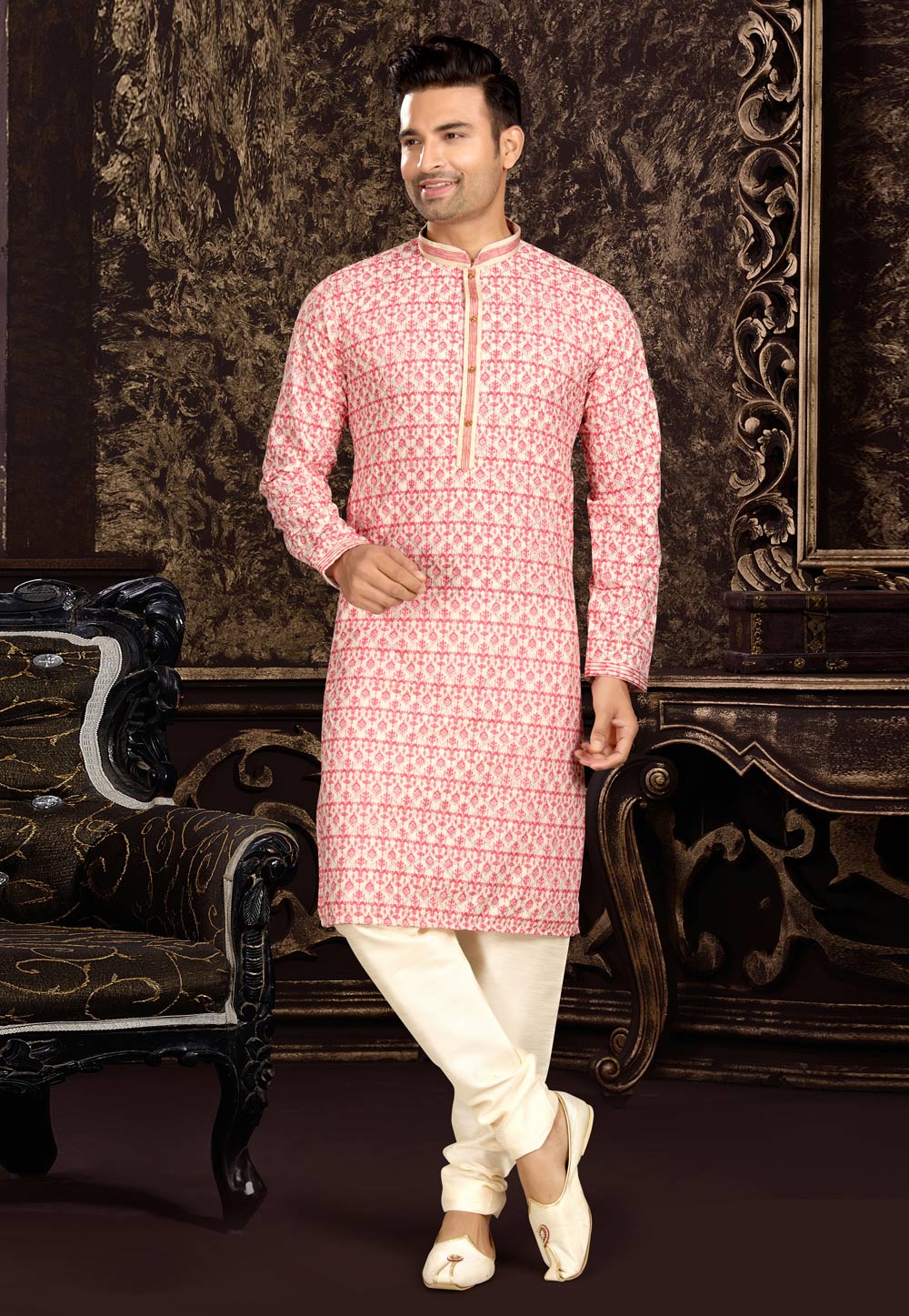 Pink Cotton Kurta Pajama 264967