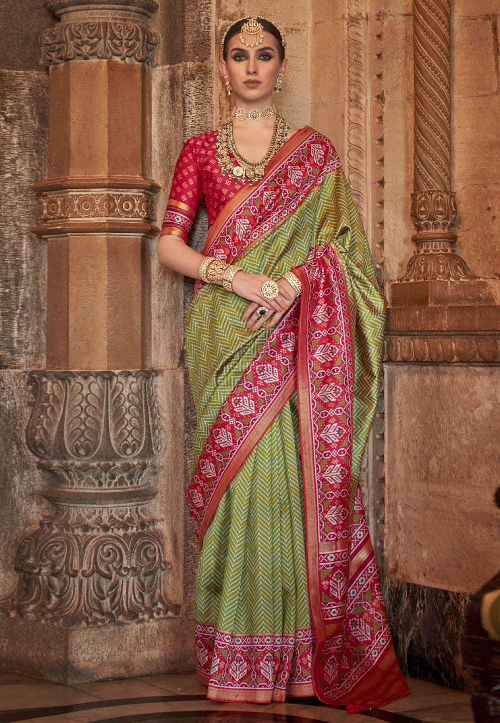 Dark Pista Green and Light Greyish Green Pure Kanchipuram Silk Saree - Sri  Arya Silks