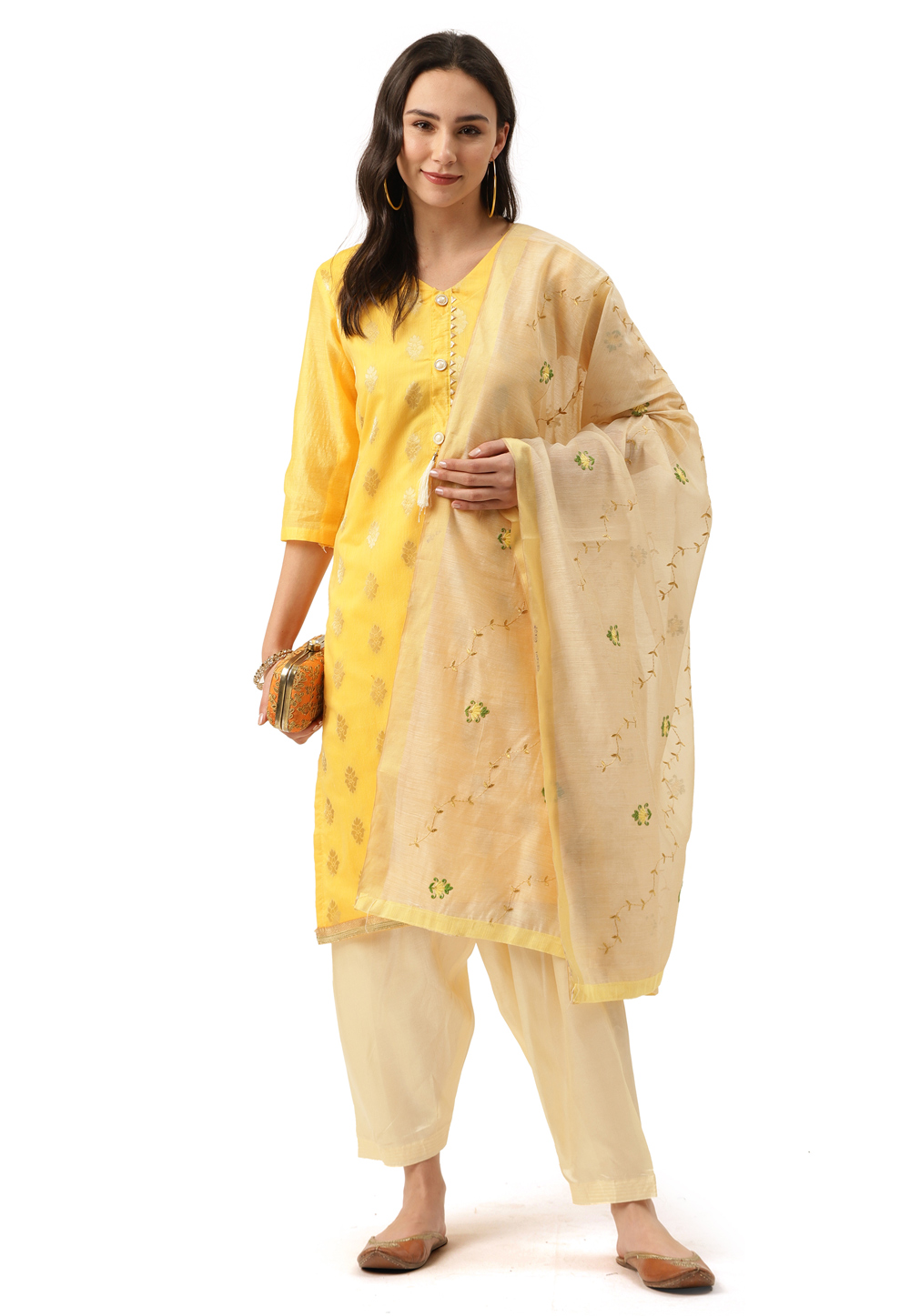Yellow Chanderi Patiala Suit 222834