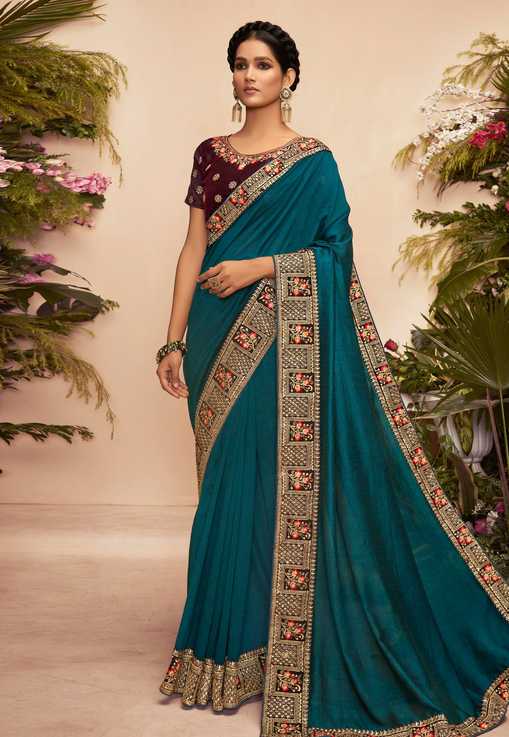 Blue Chanderi Silk Saree With Blouse 222748