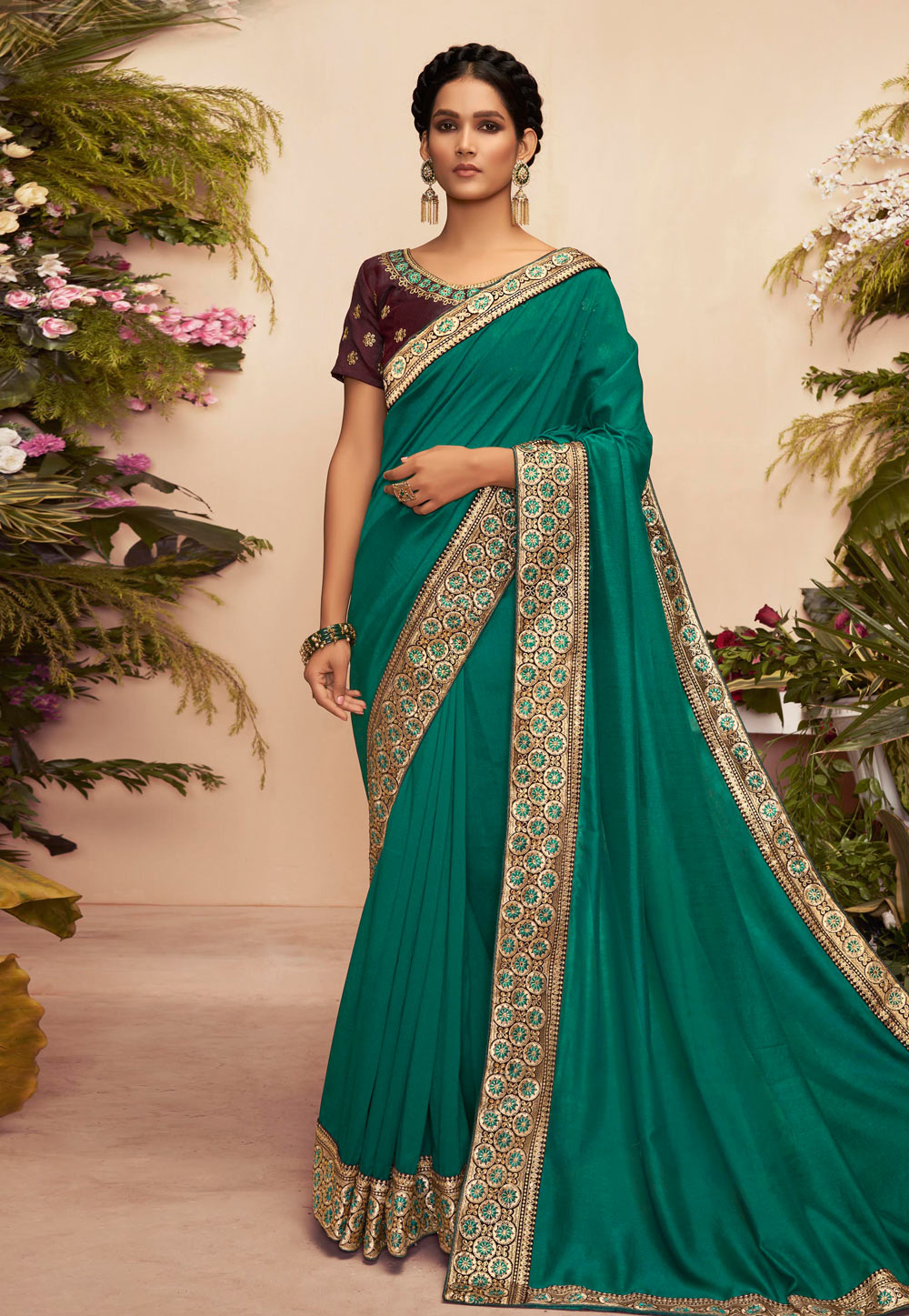 Green Chanderi Silk Saree With Blouse 222752