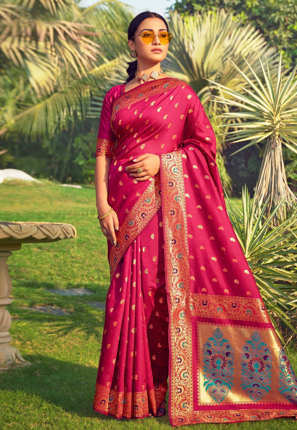 Pink Jacquard Silk Paithani Saree 222949