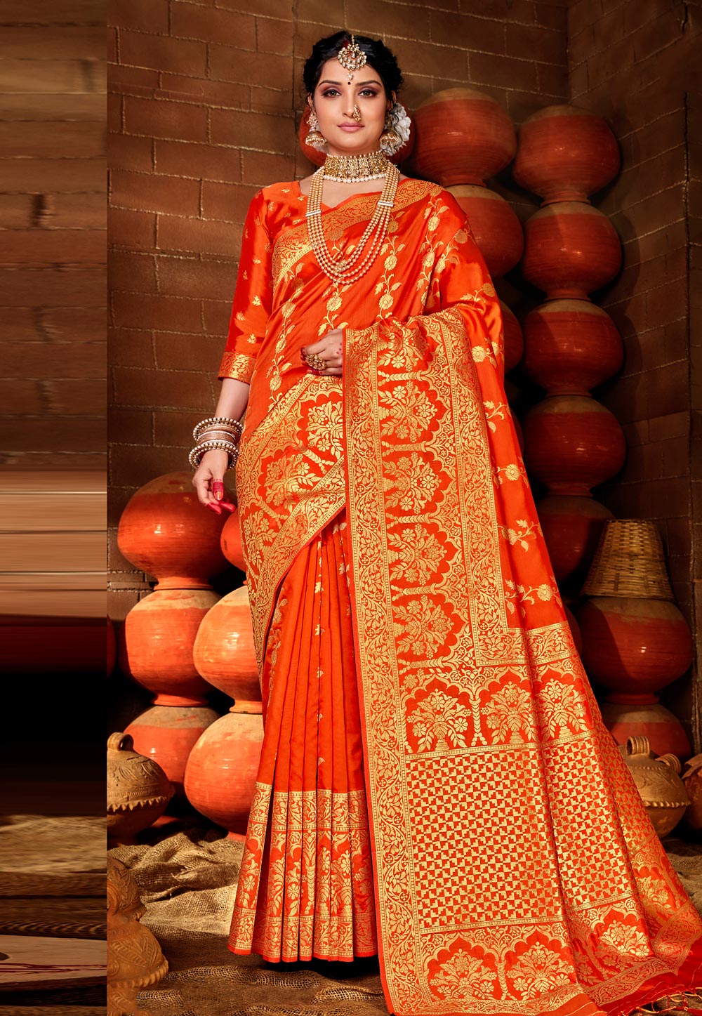 Orange Silk Festival Wear Saree 222728