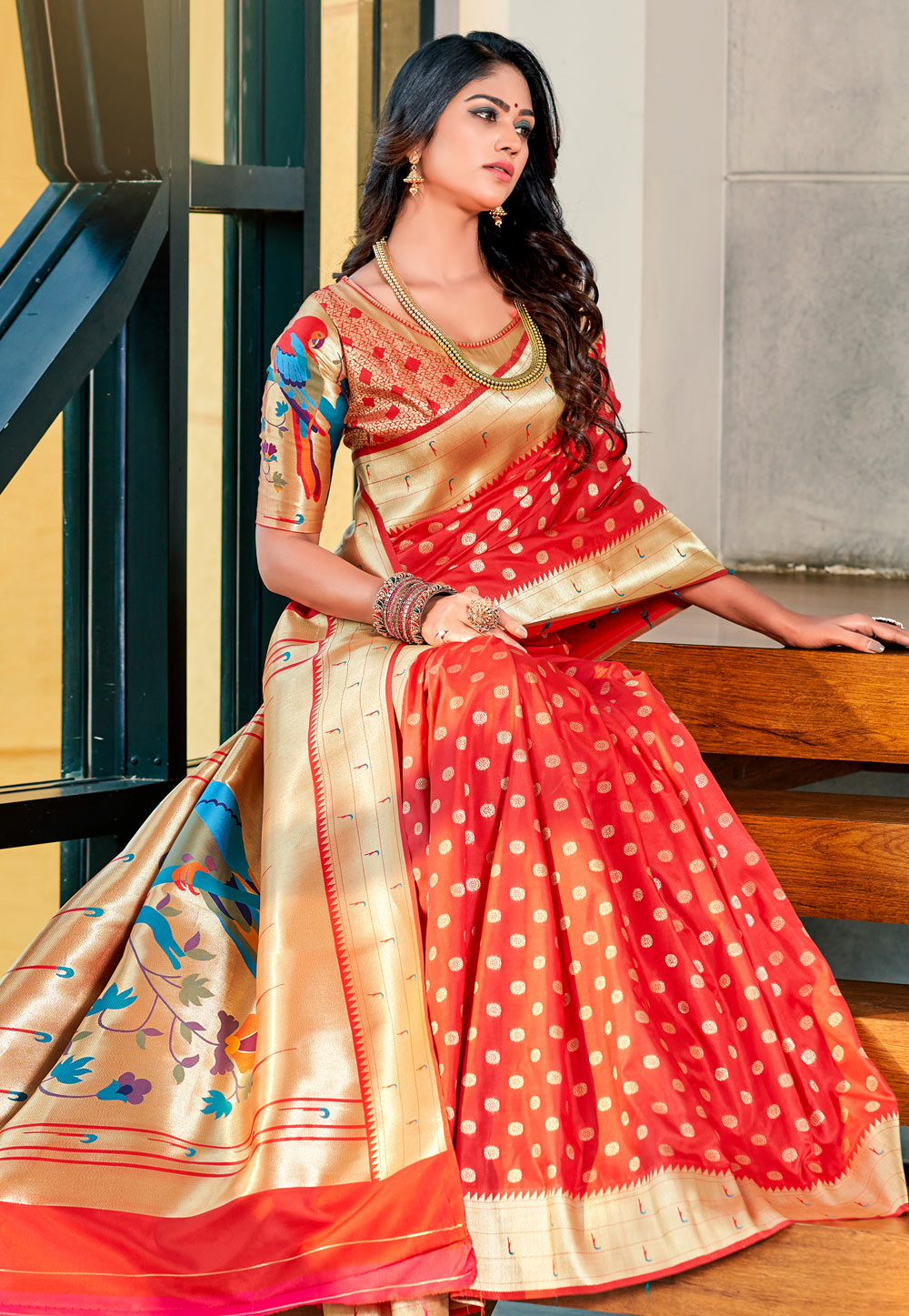 Red Silk Paithani Saree 258214