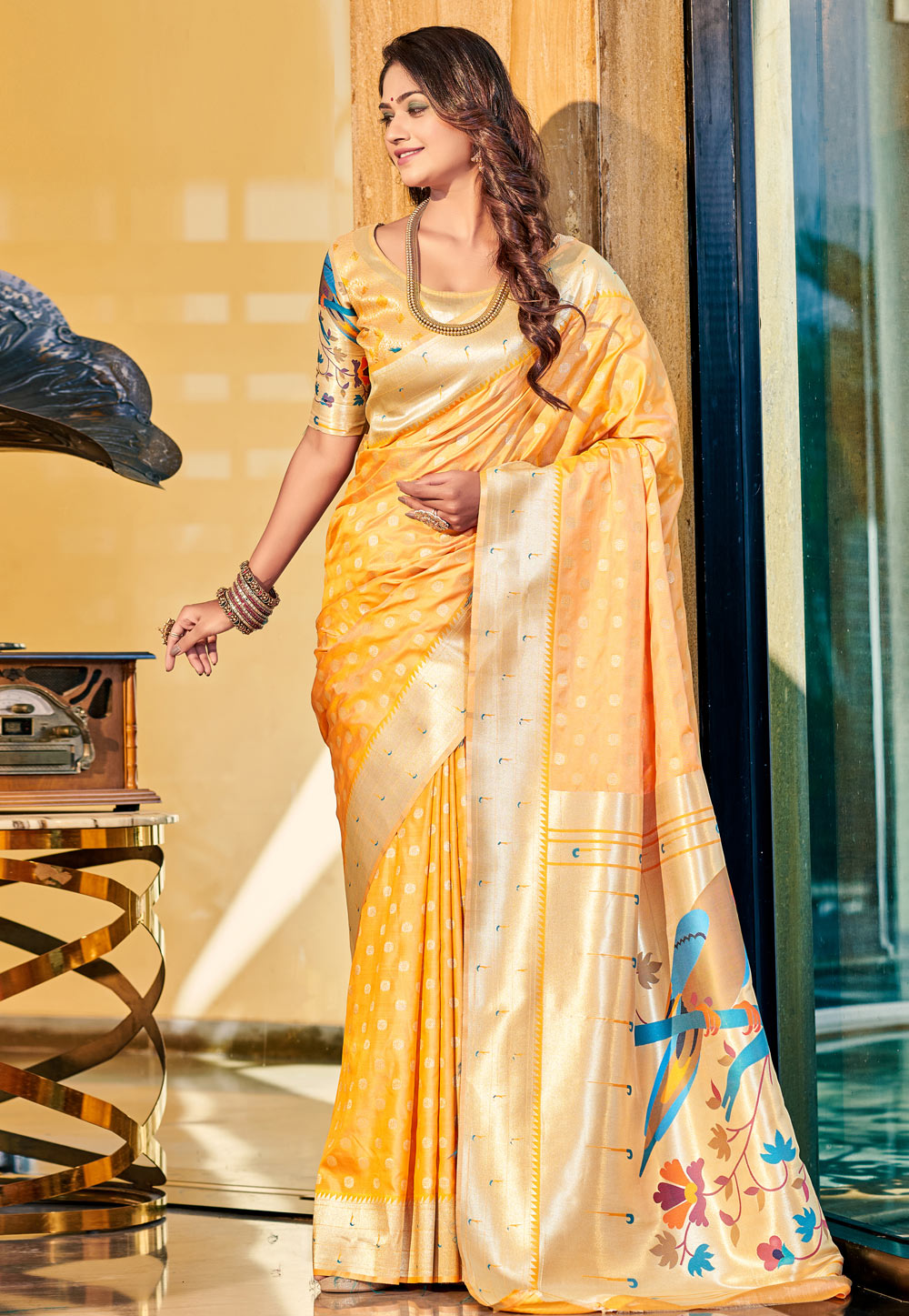 Yellow Silk Paithani Saree 258216