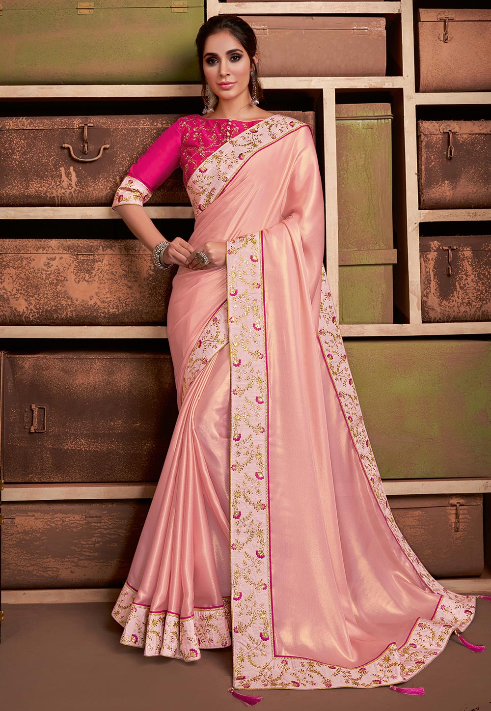 Pink Silk Saree With Blouse 212175