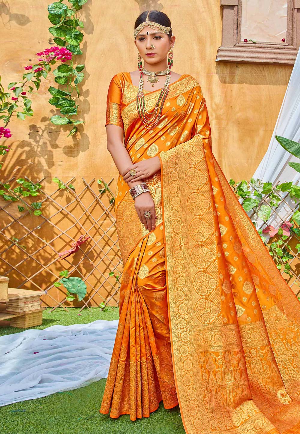 Orange Silk Festival Wear Saree 223202