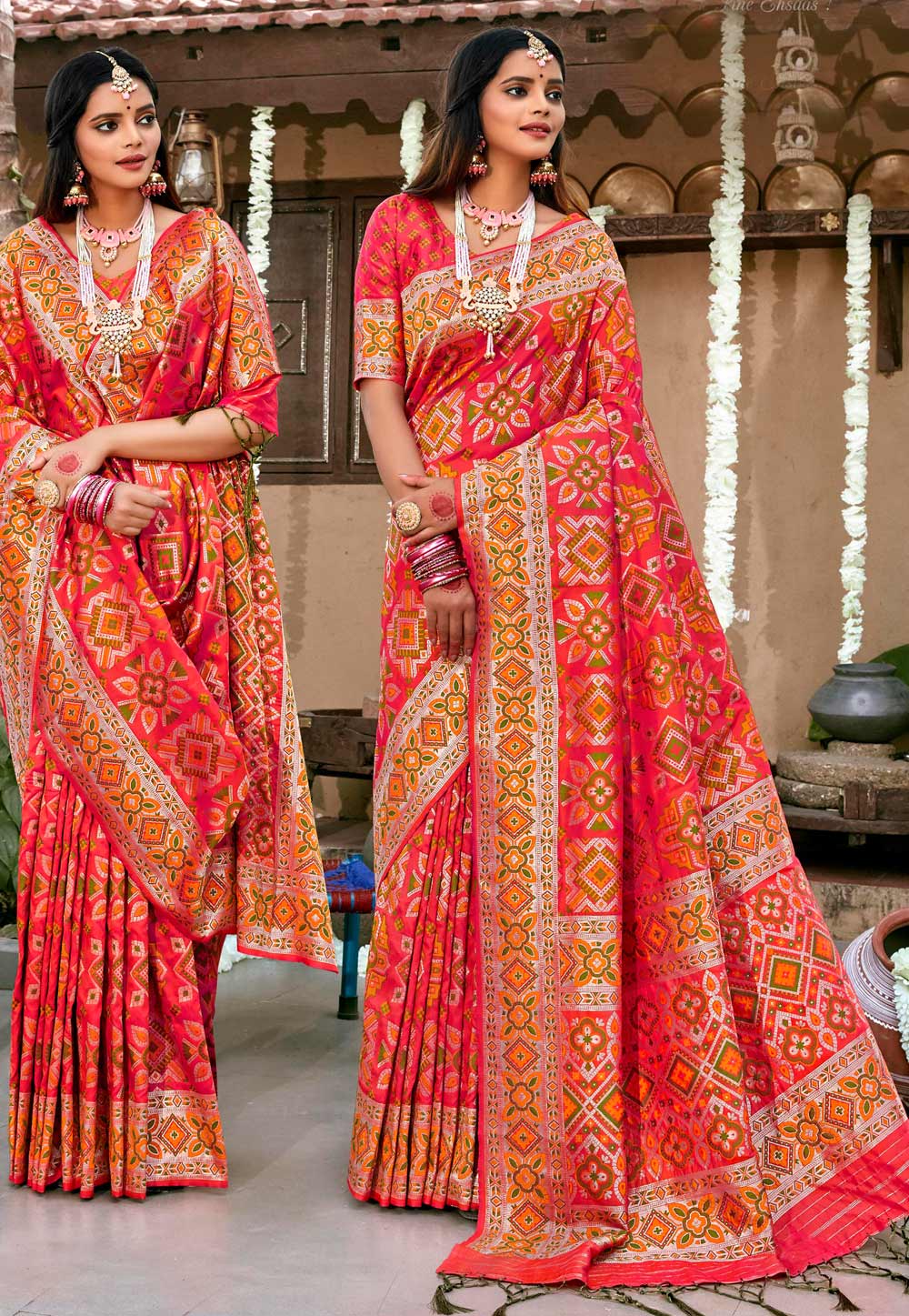 Pink Banarasi Silk Saree With Blouse 223221